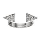 Crystal Sterling Silver Triangle Open Ring, Women's, Grey