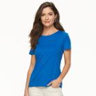 Petite Croft & Barrow&reg; Essential Crewneck Tee, Women's, Size: Xs Petite, Blue