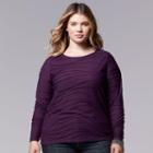 Plus Size Simply Vera Vera Wang Windy Jacquard Tee, Women's, Size: 1xl, Purple