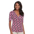 Women's Dana Buchman Printed Surplice Top, Size: Xl, White