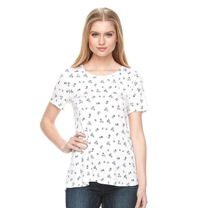 Women's Apt. 9&reg; Flowy Crewneck Tee, Size: Small, White