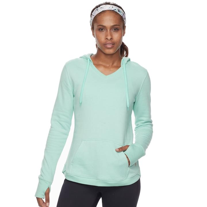Women's Tek Gear V-neck Fleece Hoodie, Size: Medium, Med Green