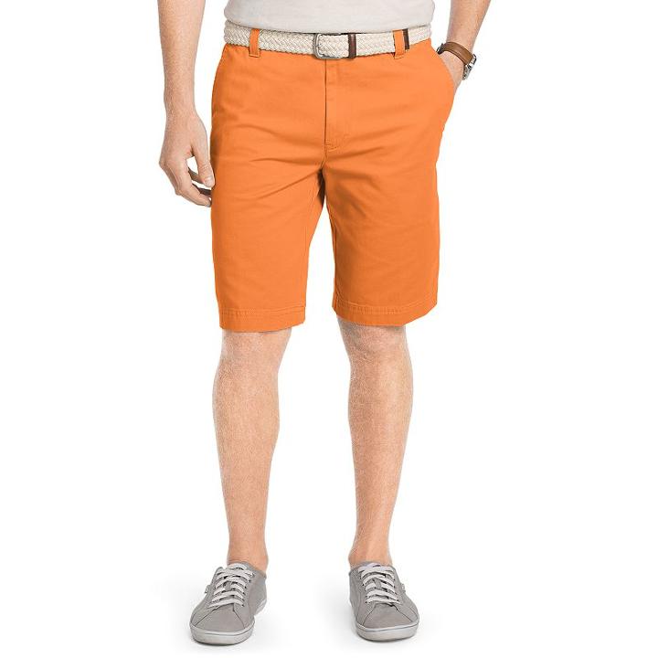 Men's Izod Flat-front Chino Shorts, Size: 36, Orange