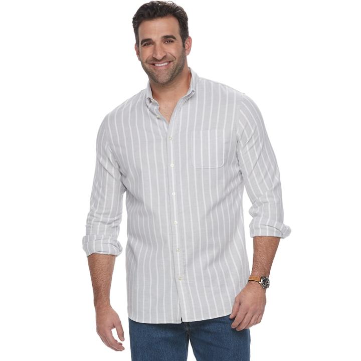 Big & Tall Sonoma Goods For Life&trade; Button-down Shirt, Men's, Size: M Tall, Med Grey