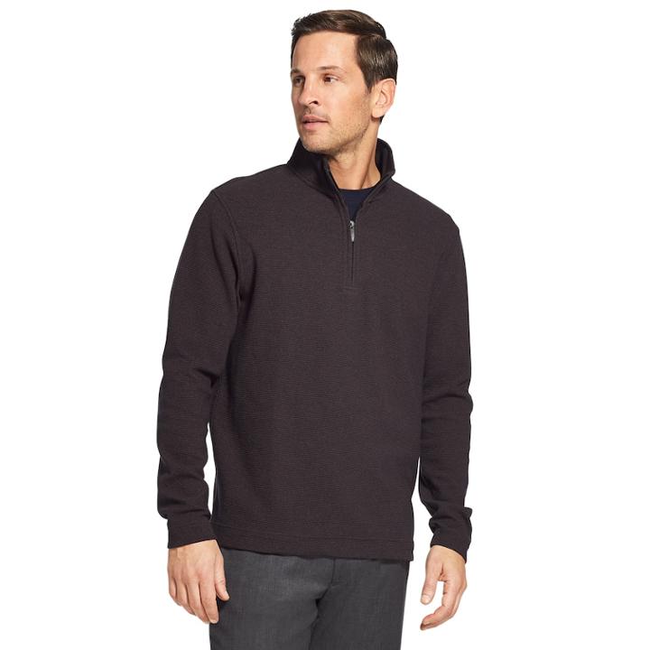 Men's Van Heusen Ottoman Flex Quarter-zip Knit Top, Size: Medium, Purple