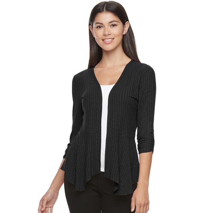 Juniors' Candie's&reg; Draped Peplum Cardigan, Girl's, Size: Xl, Black