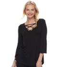 Juniors' Pink Rose Strappy Bell Sleeve Top, Teens, Size: Large, Black