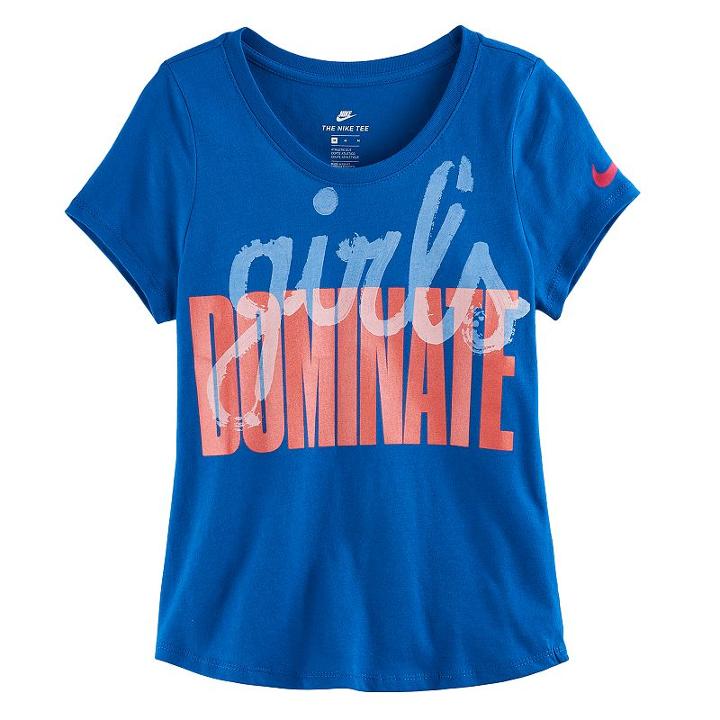 Girls 7-16 Nike Girls Dominate Graphic Tee, Size: Small, Dark Blue