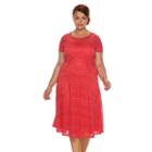 Plus Size Chaya Lace Stripe Fit & Flare Dress, Women's, Size: 20 W, Brt Red