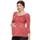 Maternity A:glow Pleat Front Tee, Women's, Size: L-mat, Med Pink