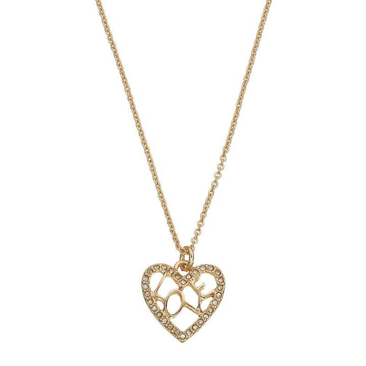 Love Openwork Heart Pendant Necklace, Women's, Gold