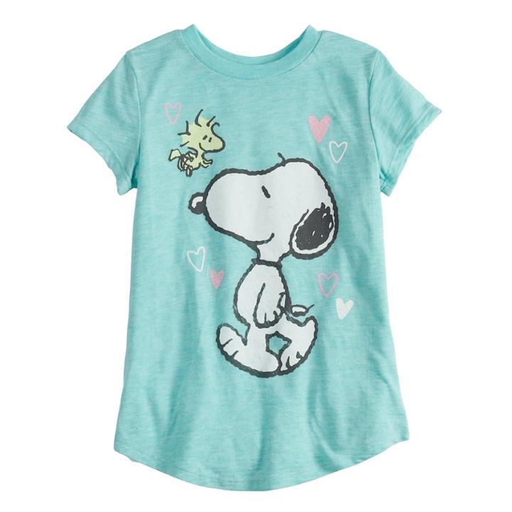 Girls 4-10 Jumping Beans&reg; Slubbed Snoopy Graphic Tee, Size: 8, Turquoise/blue (turq/aqua)