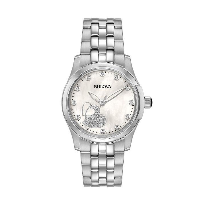 Bulova Women's Diamond Heart Stainless Steel Watch - 96p182, Grey