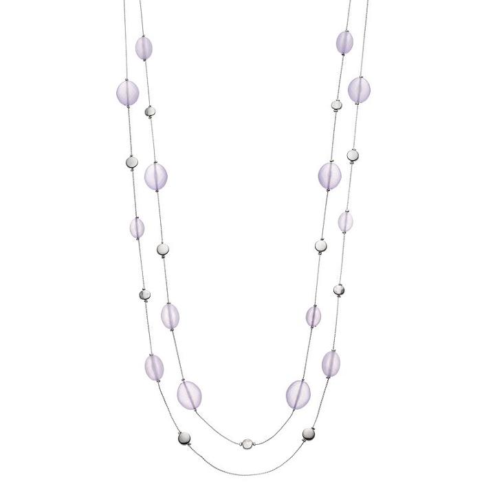 Purple Bead Long Double Strand Station Necklace, Women's, Lt Purple