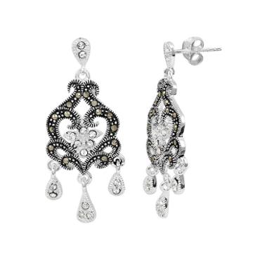 Le Vieux Silver-plated Marcasite & Crystal Chandelier Earrings, Women's, Grey