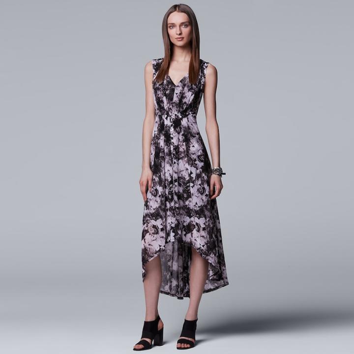 Women's Simply Vera Vera Wang Pleated High-low Maxi Dress, Size: Xl, Natural