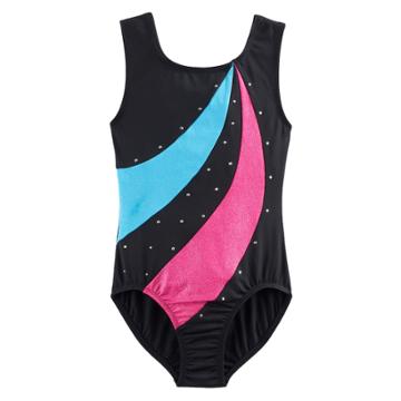 Girls 4-14 Jaques Moret Amazing Dots Colorbloack Leotard, Size: Small, Black