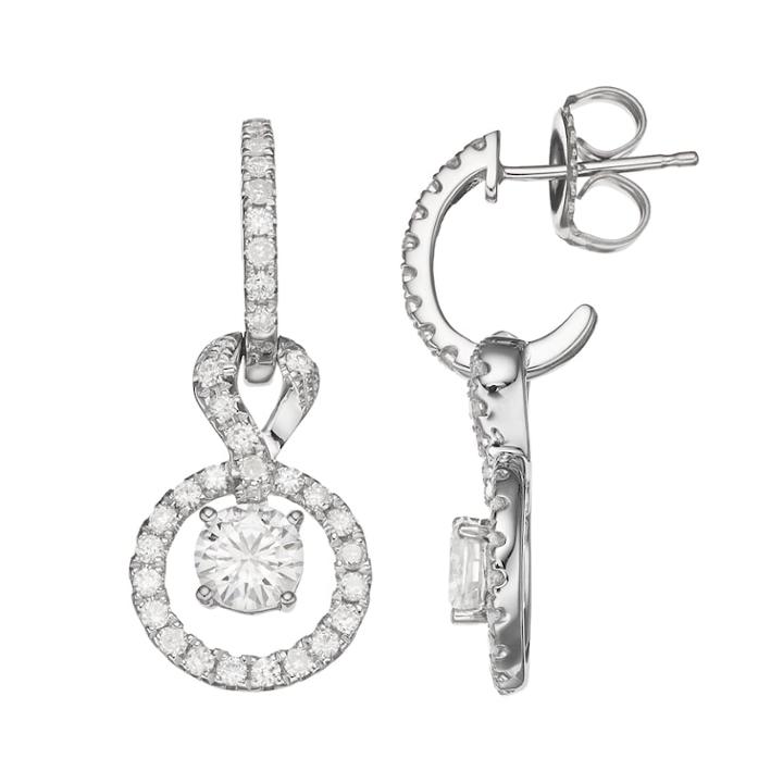 Forever Brilliant 14k White Gold 1 5/8 Carat T.w. Lab-created Moissanite Halo Drop Earrings, Women's