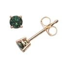 14k Gold 1/3-ct. T.w. Round-cut Green Diamond Stud Earrings, Women's