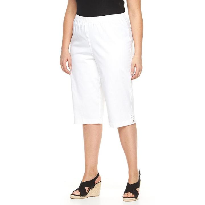 Plus Size Croft & Barrow&reg; Embellished Skimmer Capris, Women's, Size: 3 - Regular, White
