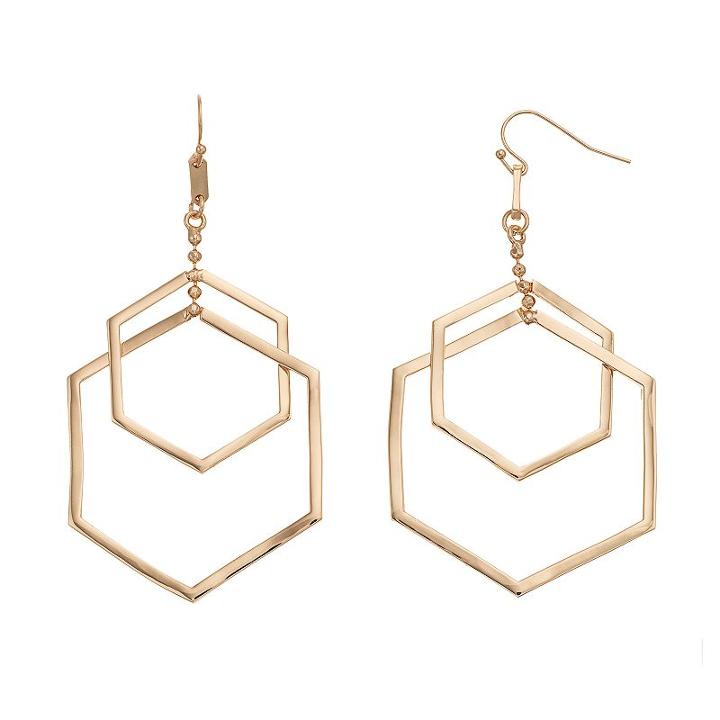 Coco Lane Double Hexagon Drop Earrings, Women's, Yellow