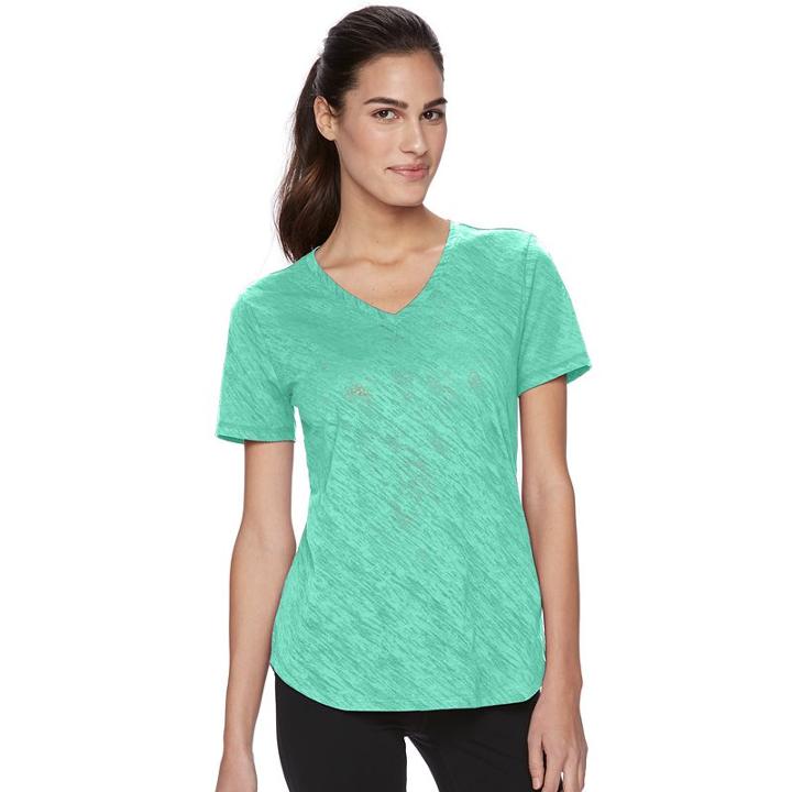 Tek Gear, Women's &reg; Easy Burnout V-neck Yoga Tee, Size: Xl, Turquoise/blue (turq/aqua)