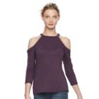 Women's Rock & Republic&reg; Grommet Cold-shoulder Top, Size: Xs, Purple