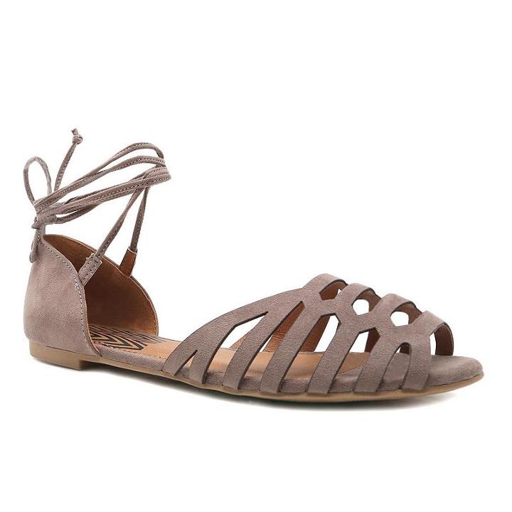 Qupid Palmer Women's Lace-up Ballet Flats, Girl's, Size: 6, Beig/green (beig/khaki)
