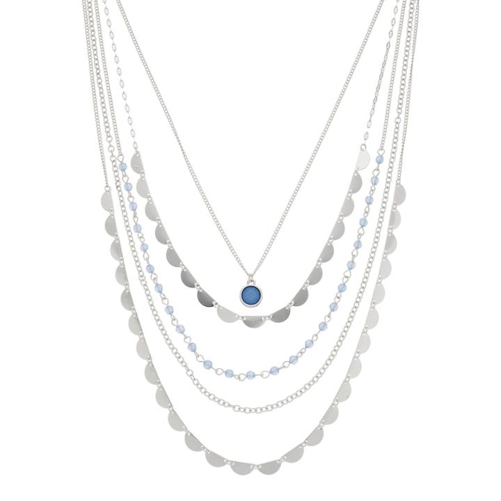 Layered Blue Pendant Necklace, Women's