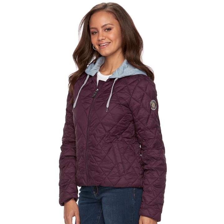 Madden Nyc Juniors' Packable Puffer Jacket, Teens, Size: Small, Dark Red