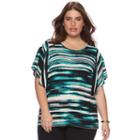 Plus Size Apt. 9&reg; Printed Flutter Tee, Women's, Size: 0x, Turquoise/blue (turq/aqua)
