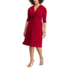 Plus Size Chaps Solid Knot-front Empire Dress, Women's, Size: 20 W, Red