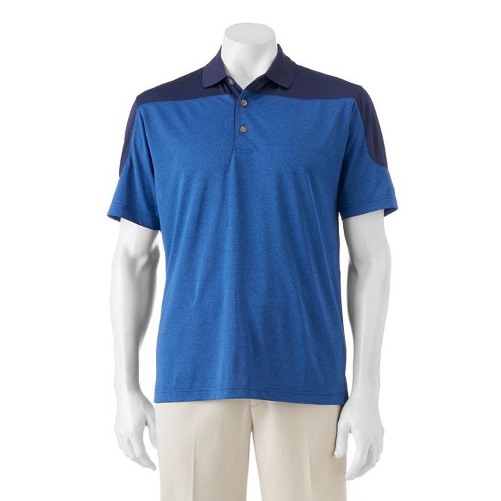 Men's Grand Slam Classic-fit Heathered Motionflow Performance Golf Polo, Size: Small, Turquoise/blue (turq/aqua)
