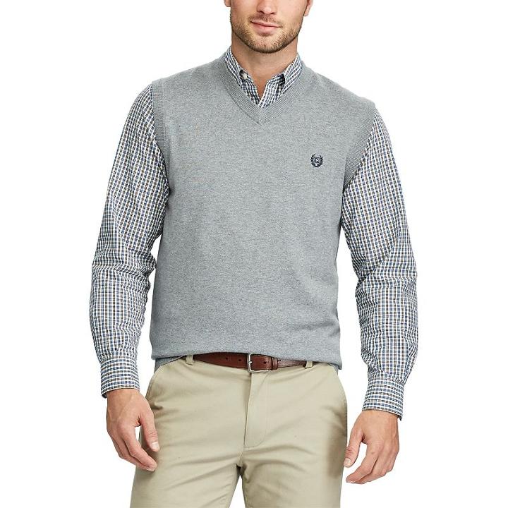 Men's Chaps Classic-fit Fine-gauge Sweater Vest, Size: Xxl, Grey