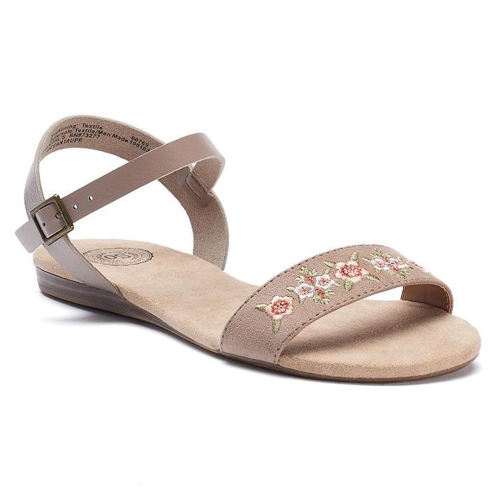 So&reg; Women's Embroidered Quarter Strap Sandals, Size: Medium (7), Brown Oth