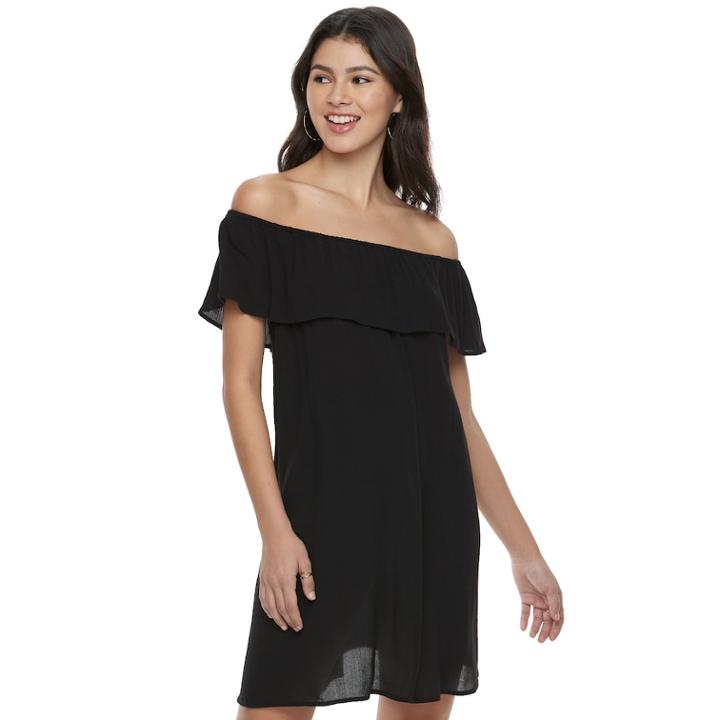 Juniors' Love, Fire Off-the-shoulder Gauze Dress, Teens, Size: Xl, Black