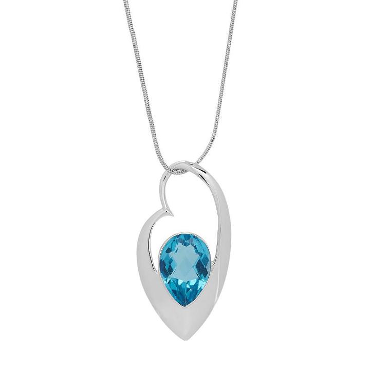 Sterling Silver Paraiba Quartz Teardrop Pendant Necklace, Women's, Blue