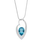 Sterling Silver Paraiba Quartz Teardrop Pendant Necklace, Women's, Blue