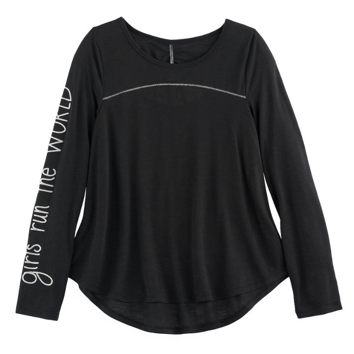Girls 7-16 & Plus Size So&reg; Open Ruched Tie-back Graphic Yoga Tee, Size: 12, Oxford