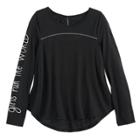 Girls 7-16 & Plus Size So&reg; Open Ruched Tie-back Graphic Yoga Tee, Size: 12, Oxford