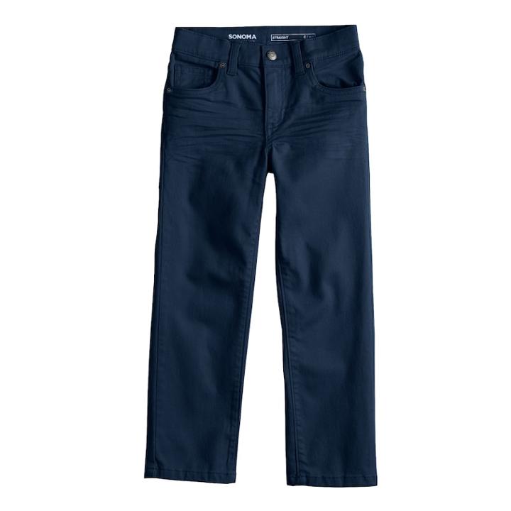 Boys 4-12 Sonoma Goods For Life&trade; Straight Comfy Waist Pants In Regular, Slim & Husky, Size: 4, Dark Blue