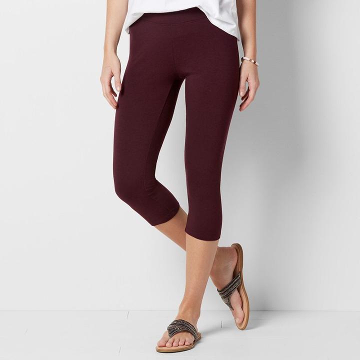 Women's Sonoma Goods For Life&trade; Wide Waist Capri Leggings, Size: Medium, Purple