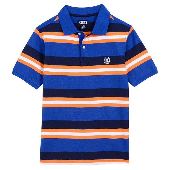 Boys 4-20 Chaps Striped Stretch Polo, Boy's, Size: 14-16, Med Blue