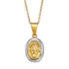 Charming Girl 14k Gold Vermeil Two Tone Virgin Mary Medal Pendant Necklace - Kids, Size: 15, Yellow
