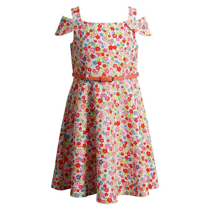 Girls 4-6x Youngland Pink Floral Off-the-shoulder Dress With Belt, Girl's, Size: 4, Ovrfl Oth