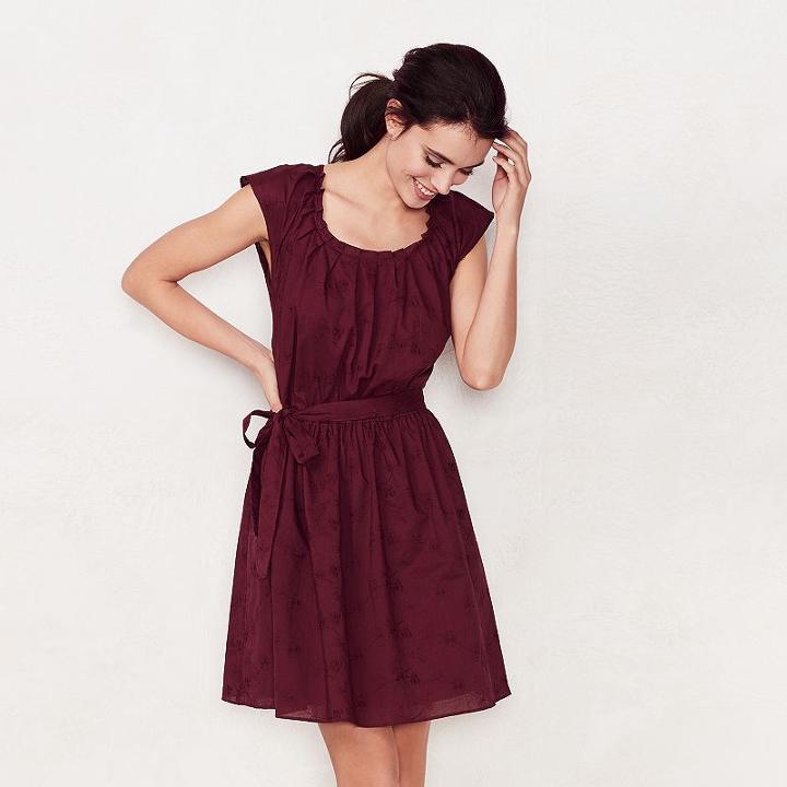 Women's Lc Lauren Conrad Pleated Fit & Flare Dress, Size: Xl, Red