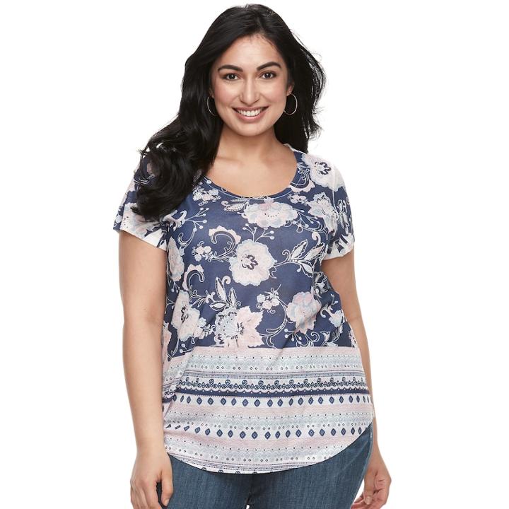 Plus Size World Unity Printed Top, Women's, Size: 3xl, Red