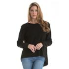 Women's E By Elan High-low Crewneck Sweater, Size: Large, Black
