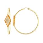 Stella Grace V19.69 Italia 18k Gold Over Silver Citrine Prism Hoop Earrings, Women's, Orange