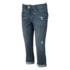 Women's Artisan Crafted By Democracy Ripped Capri Jeans, Size: 12, Blue (navy)